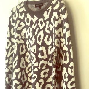 Lane Bryant Sweater Gray Animal Print Crew Neck